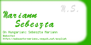 mariann sebeszta business card